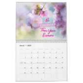 Calendrier des fleurs d'aquarelle avec citations d (Mar 2027)