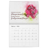 Calendrier des fleurs d'aquarelle avec citations d (Feb 2026)