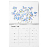 calendrier des fleurs d'aquarelle bleu et violet 2 (Jan 2026)