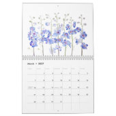 calendrier des fleurs d'aquarelle bleu et violet 2 (Mar 2027)