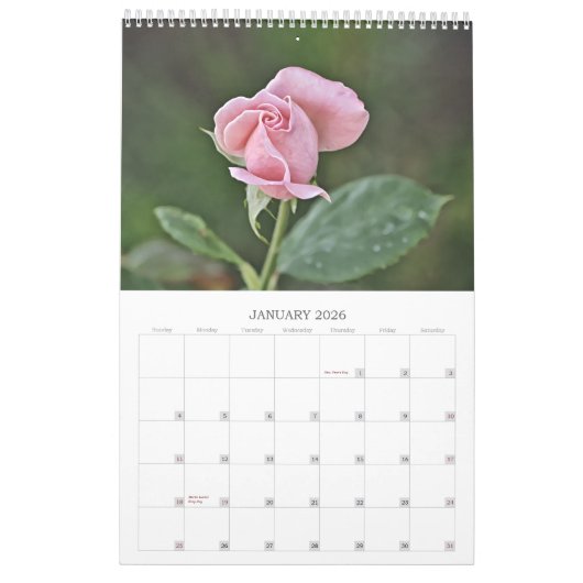 Calendrier des fleurs d'art photographique Roses r (Jan 2026)