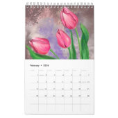 Calendrier des fleurs de peinture aquarelle (Feb 2026)