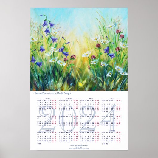 Calendrier des Fleurs d'été 2024 Poster (Devant)