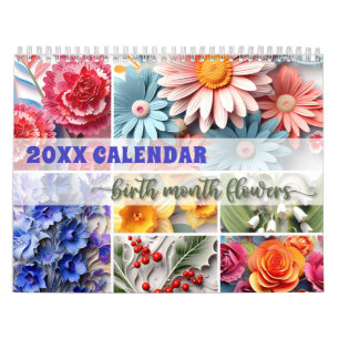 Calendrier des fleurs du mois de naissance 2024 Pa