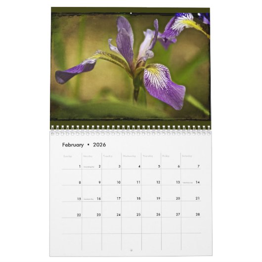Calendrier des fleurs et des textures (Feb 2026)