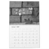 Calendrier des fleurs noires et blanches (Jan 2027)