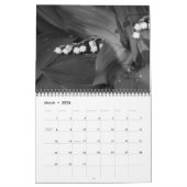 Calendrier des fleurs noires et blanches (Mar 2026)
