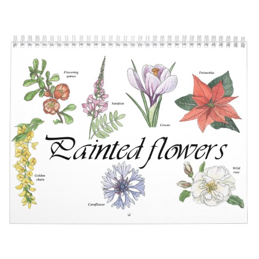Calendrier des fleurs peintes avec dessins botaniq (Protection)