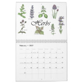 Calendrier des fleurs peintes avec dessins botaniq (Feb 2027)