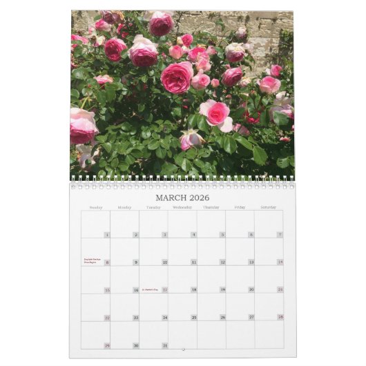 Calendrier des fleurs simples (Mar 2026)