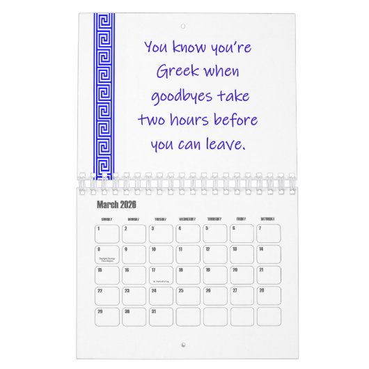 Calendrier des Humours grecs 2026 (Mar 2026)