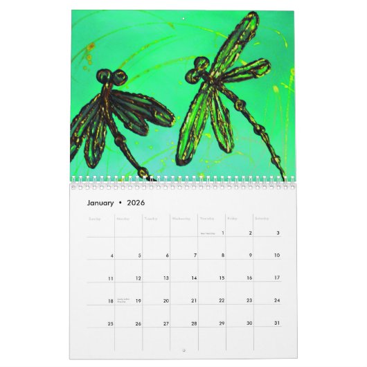 Calendrier Des libellules célestes sur un ciel étoilé (Jan 2026)