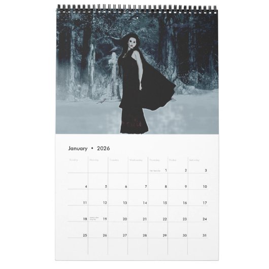 Calendrier des livres d'art pour filles gothiques (Jan 2026)