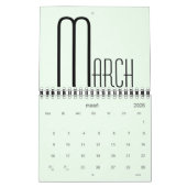 Calendrier des murs couleur minimaliste (Mar 2026)