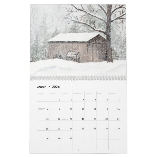 Calendrier des murs d'aquarelle (Mar 2026)