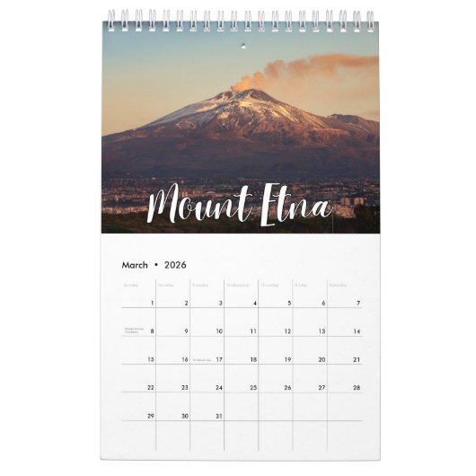 Calendrier des murs de collection de volcans (Mar 2026)
