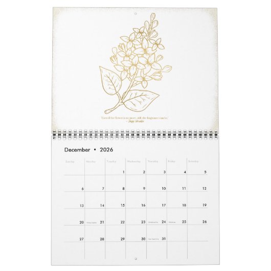 Calendrier des murs floraux 2023 | Or (Dec 2026)