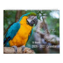 Calendrier des oiseaux 18 mois. Choisissez votre m