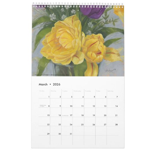 Calendrier des peintures à fleurs 2023 (Mar 2026)