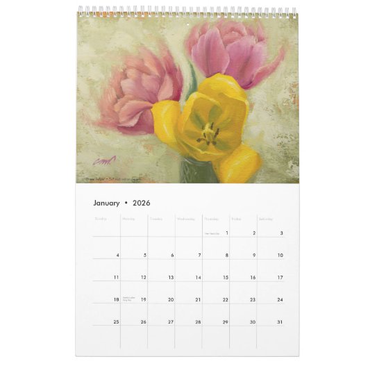 Calendrier des peintures à fleurs 2023 (Jan 2026)