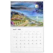 Calendrier des peintures d'aquarelle du paysage (Mar 2026)
