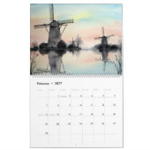 Calendrier des peintures d'aquarelle du paysage (Feb 2027)