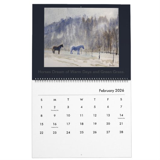 Calendrier des peintures d'aquarelle par Steven (Feb 2026)