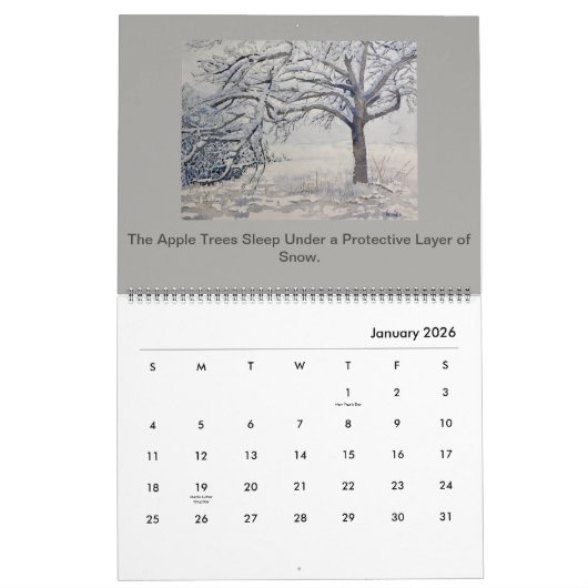 Calendrier des peintures d'aquarelle par Steven (Jan 2026)