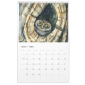 Calendrier des peintures des chouettes aquarelles  (Mar 2026)