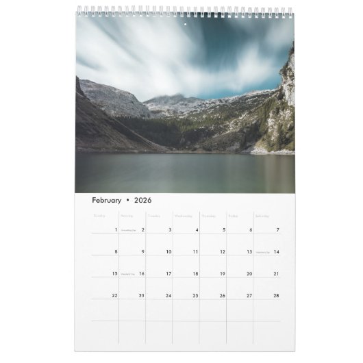 Calendrier des photos de paysage de nature intempo (Feb 2026)