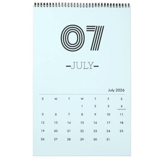 Calendrier des planificateurs minimalistes (Jul 2026)