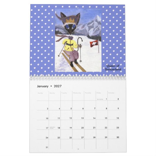 Calendrier des reines de Siamese - 2015 (Jan 2027)