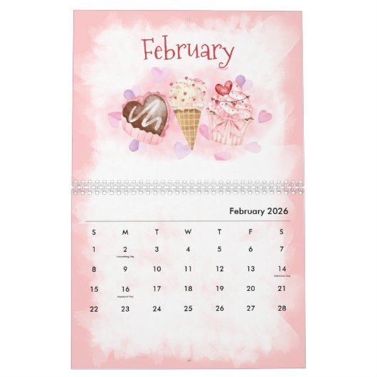 Calendrier des saisons à l'aquarelle (Feb 2026)