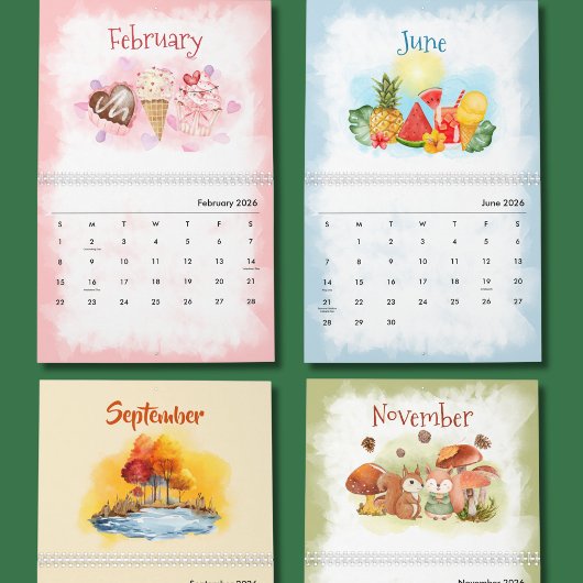 Calendrier des saisons à l'aquarelle