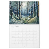 Calendrier des saisons forestières en linogravure (Mar 2027)