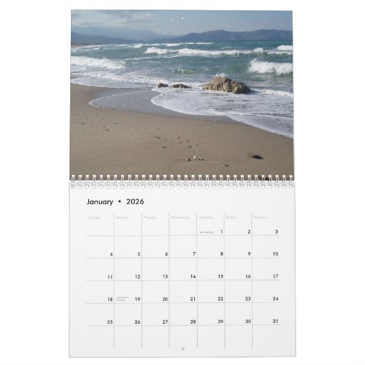 Calendrier des scènes de plage 2026 (Jan 2026)