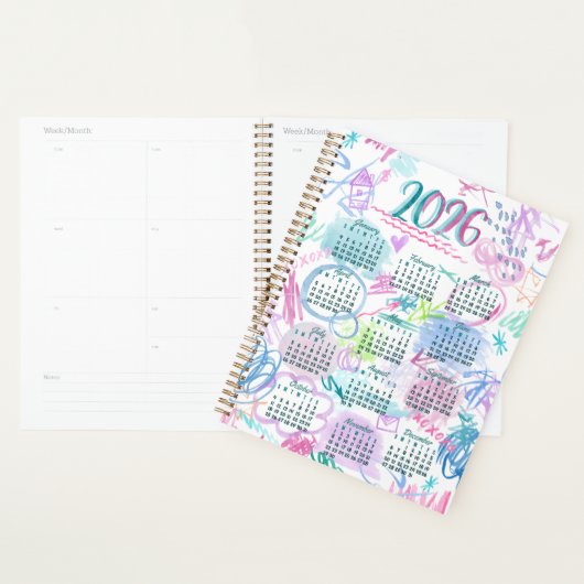 Calendrier des scripts d'aquarelle (Devant avec enveloppe)