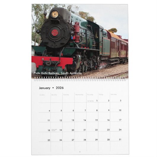 Calendrier des trains 2026 (Jan 2026)