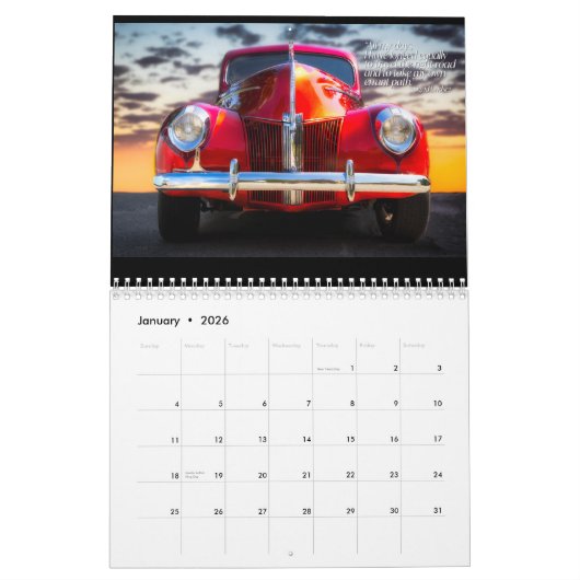 Calendrier des voitures et camions classiques (Jan 2026)