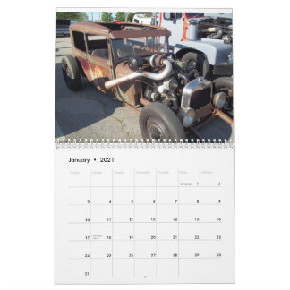 Calendrier des voitures rouilles et des bâtonnets 