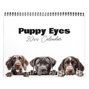 Calendrier des yeux de chiot de chien mignon