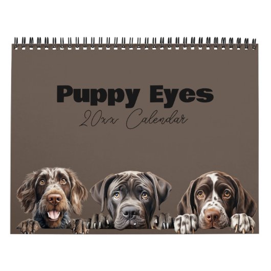 Calendrier des yeux de chiot de chien mignon (Protection)