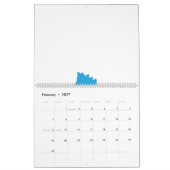 Calendrier Design de fleurs stylisées, bleu turquoise, avec c (Feb 2027)