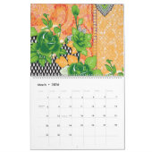 Calendrier design d'un mur vert et jaune suspendu (Mar 2026)