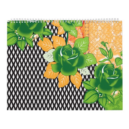 Calendrier design d'un mur vert et jaune suspendu (Protection)