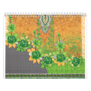 Calendrier design d'un mur vert et jaune suspendu