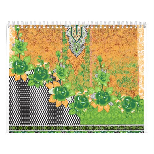 Calendrier design d'un mur vert et jaune suspendu (Protection)