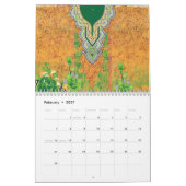 Calendrier design d'un mur vert et jaune suspendu (Feb 2027)