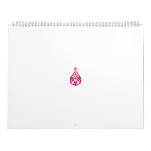 Calendrier Design floral complexe et symétrique en rose et b