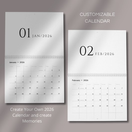 Calendrier Design minimaliste et épuré